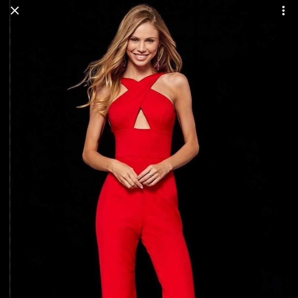 Size 0 red Sherri Hill jumpsuit
